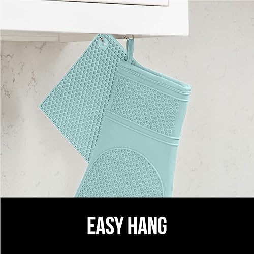 Miniatura 151 de GORILLA GRIP Juego de 4 manoplas de horno de silicona suave sin BPA y soportes para ollas, resistentes al calor, forro de algodón grueso, agarre Rojo