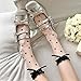 Aysatogc 4 Pairs Sheer Socks Women, Summer Socks for Women Girls Dot Bow Ankle Summer Sock with Ruffle Ultra Thin Stocking Lace See Through Sock - Thin Fashion Gift for Friends (Black & White)