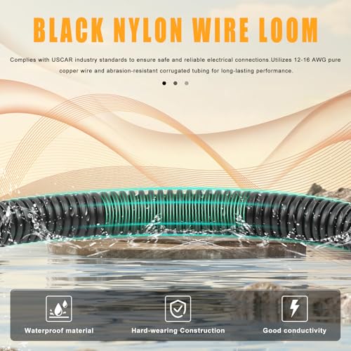 Image of Zhushan 7 Pin Trailer Wiring Harness, OEM USCAR Connector for Ford F150, Chevy Silverado, GMC Sierra, Dodge Ram, 7-Way Splice-in Hitch Socket Pigtail, 12-16 AWG Copper Wire & Flex Tubing