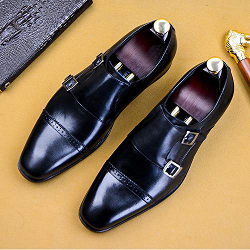 Men's Business Dress Shoes， Double Buckle Comfortable Monk Shoes Walking Work Prom Office Footwear,Black- 44/UK 9.5/US 102
