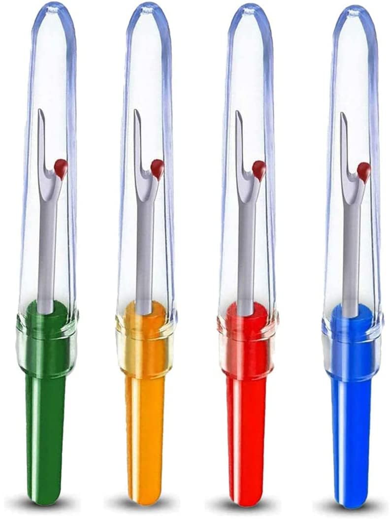 Gemsy Seam Ripper Tool Set Piece Sewing Accessories Kit for Stitch Removal | Thread Cutting | Ideal for Sewing, Tailoring, DIY Projects | Stainless Steel Blades with Comfort Grip Handles Set of 4 4
