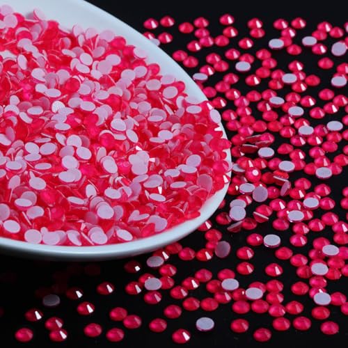 Image of BEADSLAND Hotfix Rhinestones, 4000 PCS Rhinestones for Clothes Crafts Mixed 6 Sizes with Wax Pencil and Tweezers Kit, SS6-SS30, Neon Rose