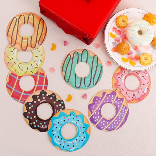 Image of Vuzvuv 90Pcs 5In Doughnut Paper Cutouts with 180Pcs Glue Points,Doughnut Cut Outs Bulletin Board Decorations for Birthday Party Theme Decor Supplies