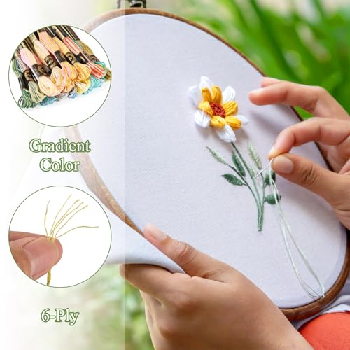 Image of FASHEWELRY 18 Skeins Embroidery Floss Thread 0.5mm Cross Stitch Threads 6-Ply Embroidery String Segment Dyed Multi Color Bracelet Cord for DIY Sewing Stitching Crafts Bracelet Making