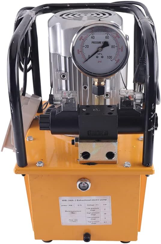 Hydraulic Pump Double Acting Solenoid Valve Pedal Switch 70 Mpa 10000PSI 110V w/Oil Hose & Quick Connector