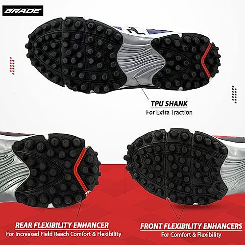 Image of Grade Pacer Cricket Shoes for Men with Memory Foam Comfort | Rubber Spike Cricket Shoes for Boys | Super Comfortable & Lightweight Cricket Shoes Men | Mens Cricket Shoes Blue