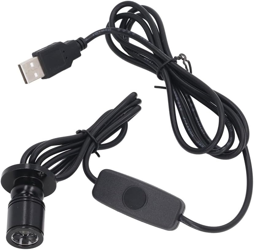 USB Mini LED Spotlight, 5V Dimmable Aluminum Light, Black, 6.6 ft
