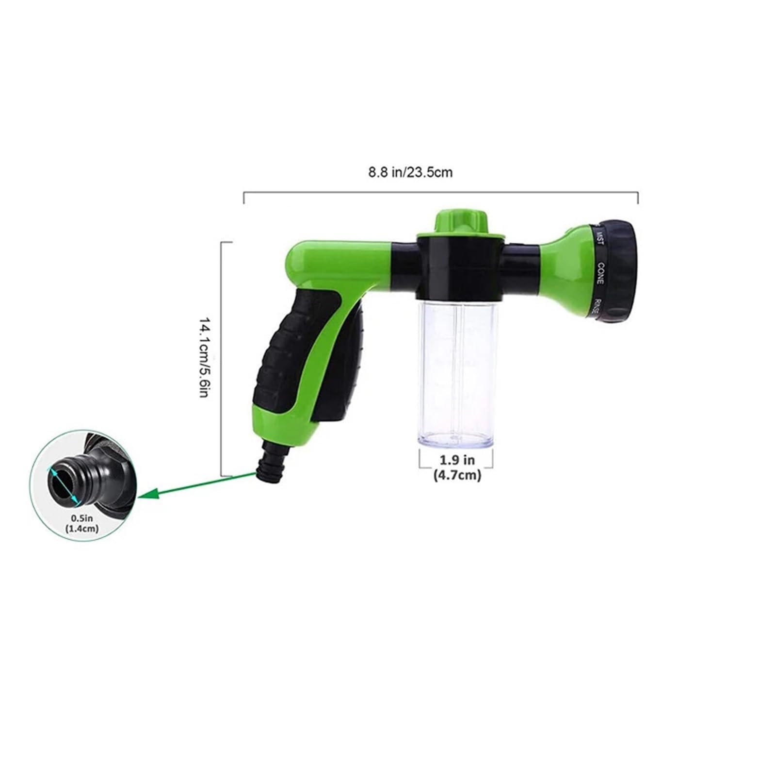 Pistolet d'arrosage avec embout multi-jets, Pulvérisateur d'eau à pression multicolore for l'irrigation du jardin et lavage de voiture(Yellow)