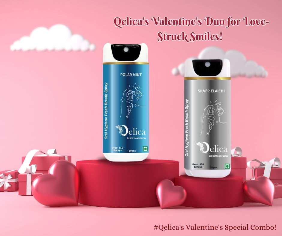 Qelica Love Special Mouth Freshener Long-Lasting Kiss-Ready Breath Freshness (Polar Mint & Silver Elachi)