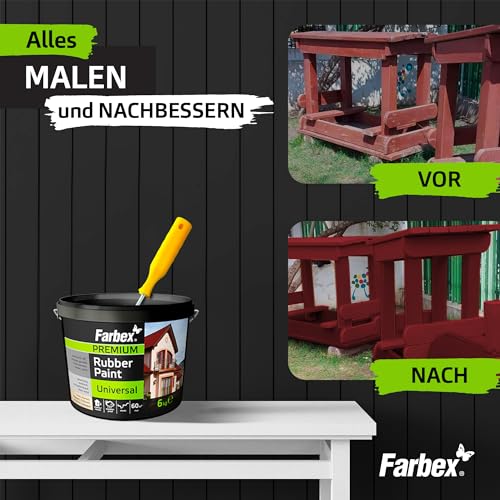 FARBEX Universal Premium Gummi Farbe-Innen und Außenfarbe für alle Oberflächen, Elastische Abdichtung gegen Feuchtigkeit, Witterung-1,2 kg-Grün
