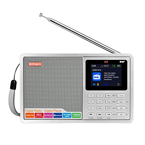GT Media D2 Dab+ y FM Radio Digital Portátil Radio Recargable (Rec...