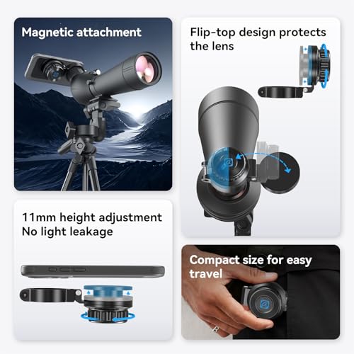 Adaptador magnético para móviles en prismáticos y telescopios con ocular 36-46mm APEXEL 3