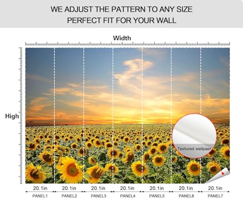 Papier Peint Panoramique 3D Tournesols 400x280 cm | Poster Mural Geant Salon - 6