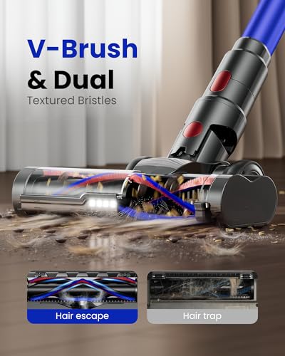Image of Cordless Vacuum Cleaner, Upgraded 650W 60KPA 70Mins Cordless Stick Vacuum Cleaner with Flexible Hose,Self-Standing,Touch Screen, Anti-tangle Wireless Vacumm Cleaners for Home /Pet Hair /Carpets /Floors