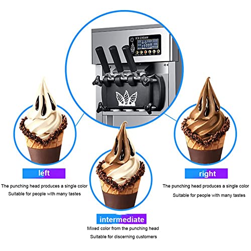 BeFormed Triple Head Commercial Ice Cream Machine, 1200W Soft Serve Ice-Crem-Maker-Maschinen Mit LED-Display, 18 L/H… – Bild 3