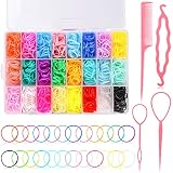 2000 Pcs Baby Hair Ties for Hair with 4 Hair Loop Styling Tools, Mini Elastic Hair Ties Colorful Sma