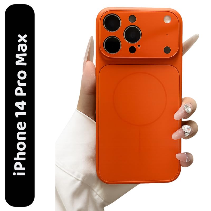 Image of Back Cover with Compatible Model Apple iPhone 14 Pro Max |Convertiable Back Cover with Camera Bump Protection Case (Orange)