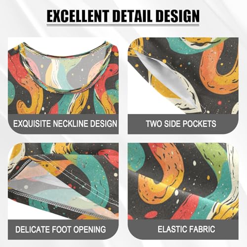 Pajama Sets Short Sleeve Colorful Snake Silhouette Soft Cotton Summer Sleepwear 2 Piece PJS Size 5-14T3