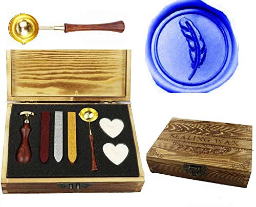 Kit cachet de cire avec cuillère bougie et plumes pour invitations de mariage