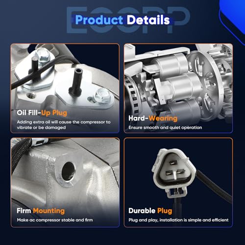 Image of ECCPP A /C Compressor with Clutch Fit for Toyota RAV4 2.0L 2.4L 2001-2005 | Fast Cooling AC Compressor