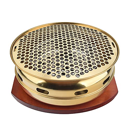 Barbacoa portátil de acero inoxidable, barbacoa coreana de carbón vegetal para interior y exterior para 6-10 personas (F)