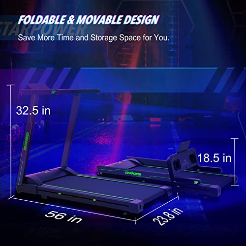 Ssphpplie Folding Treadmill With App & Smart Band, Portable Treadmill Foldable With 300 Lb Capacity, 3 Hp Compact Treadmill For Small Space #TOP5