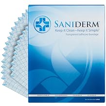 Saniderm Original Tattoo Aftercare Bandage 25 Sheets, 8 in x 10 in Convenient, Faster Tattoo Healing and Protection Sterile, Waterproof, and Latex-Free Tattoo Aftercare Wrap Gloss Finish