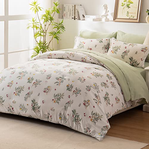 Emme Botanical Sage Green Comforter Set Twin Size 5 Pieces, Brushed Microfiber Bed In A Bag, Ultra Soft Bedding Set With Sheets (Sage Green, 5 Piece Twin/Twin Xl) #TOP11