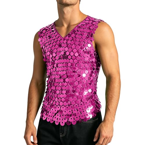 Débardeur Homme Violet M Résille Transparent pour Briller en Soirée sans Souffrir de la Chaleur