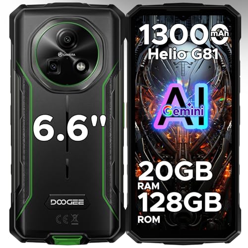 DOOGEE Fire 5 Pro Teléfono Móvil Irrompible 6,6' HD+/90Hz 13000mAh, 20GB+128GB/2TB Android 15 Movil Resistente, Cámara 16MP Smartphone/NFC/OTG/Face ID/GPS/GMS/Dual SIM 4G Móvil Rugerizado 2026