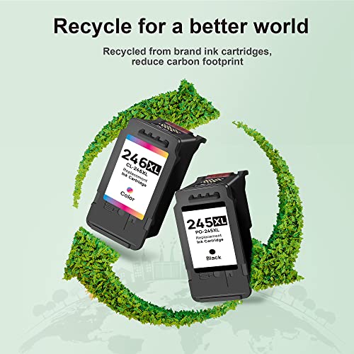 Image of 245XL Ink Cartridge 246XL Compatible for Canon 245XL Black Ink for Canon 245XL 246XL Combo Pack Use with Canon TS202 Ink Cartridges PIXMA MG2522 MX490 MX492 TR4520 TR4500 TS3322 TS3122, Black & Color