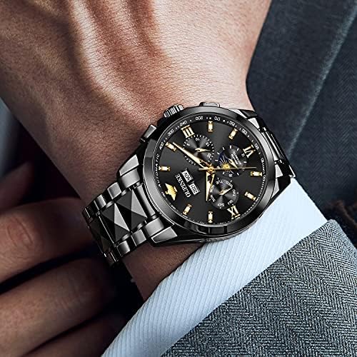 Image of OLEVS Men's Waterproof Watches Stainless Steel Waterproof Chronograph Wrist Watches Luxury Dress White Luminous Big Face Analog Quartz Male Watches