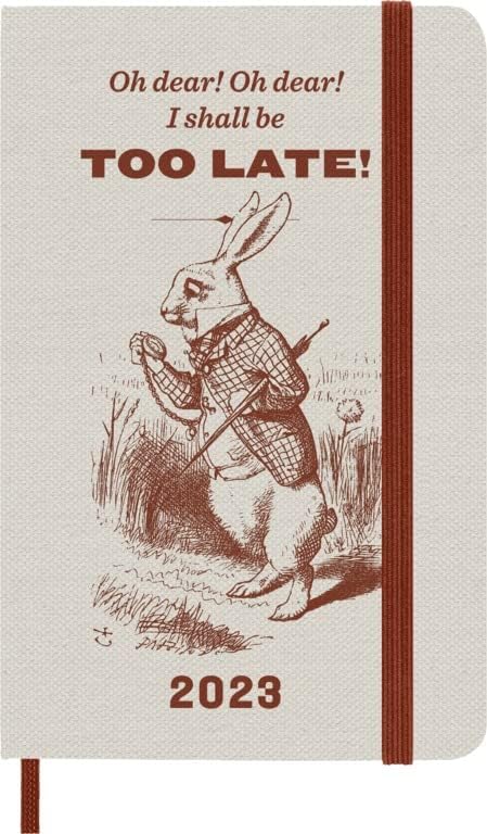 Moleskine Weekly Planner 2023, 12-Month Diary, Limited Edition Alice In Wonderland, Weekly Planner with Hard Cover and Elastic Closure, Pocket Size 9 x 14 cm, Colour Orange