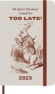 Moleskine Weekly Planner 2023, 12-Month Diary, Limited Edition Alice In Wonderland, Weekly Planner with Hard Cover and Elastic Closure, Pocket Size 9 x 14 cm, Colour Orange