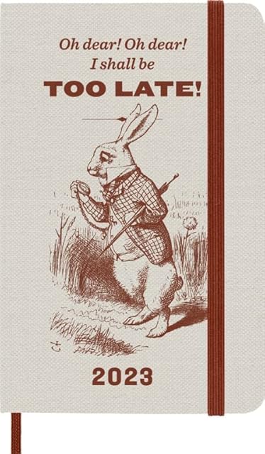 Moleskine Weekly Planner 2023, 12-Month Diary, Limited Edition Alice In Wonderland, Weekly Planner with Hard Cover and Elastic Closure, Pocket Size 9 x 14 cm, Colour Orange