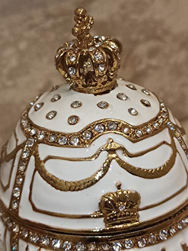 Coronation Faberge Egg Jewelry Box 24Ktgold Handmade Russian Egg Faberge Trinket Box 200 Austrian Crystal Handset 4Ct Fabergé Egg Gift For Her Graduation Birthday Anniversary Present For Women #TOP1