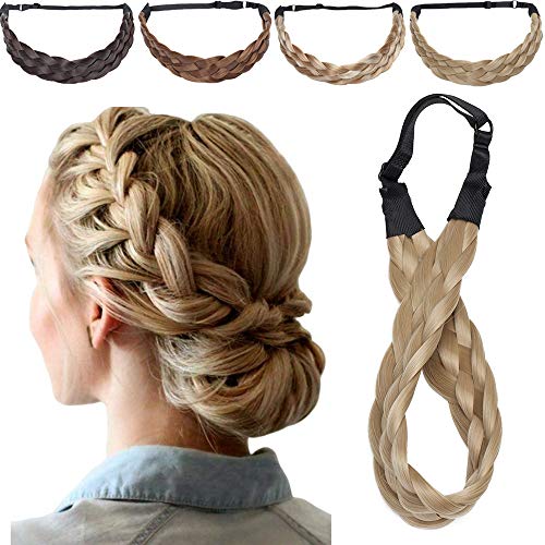 Tresse Cheveux Bandeau de Cheveux Elastique Grand Cheveux Synthétiques Tressé Bandeau Pour Filles Femmes Accessoires, Blond Cendré Cover