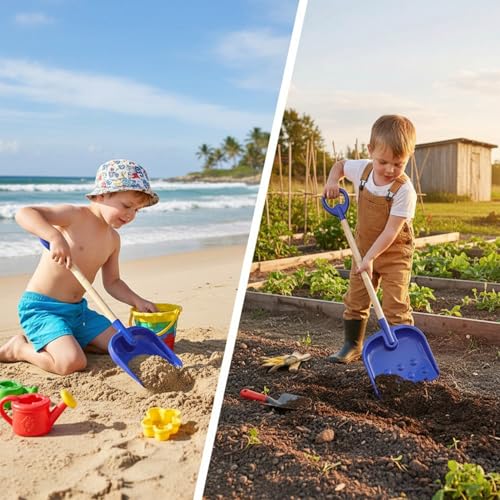Pala de nieve para niños de 30 pulgadas desmontable azul con mango de madera 4
