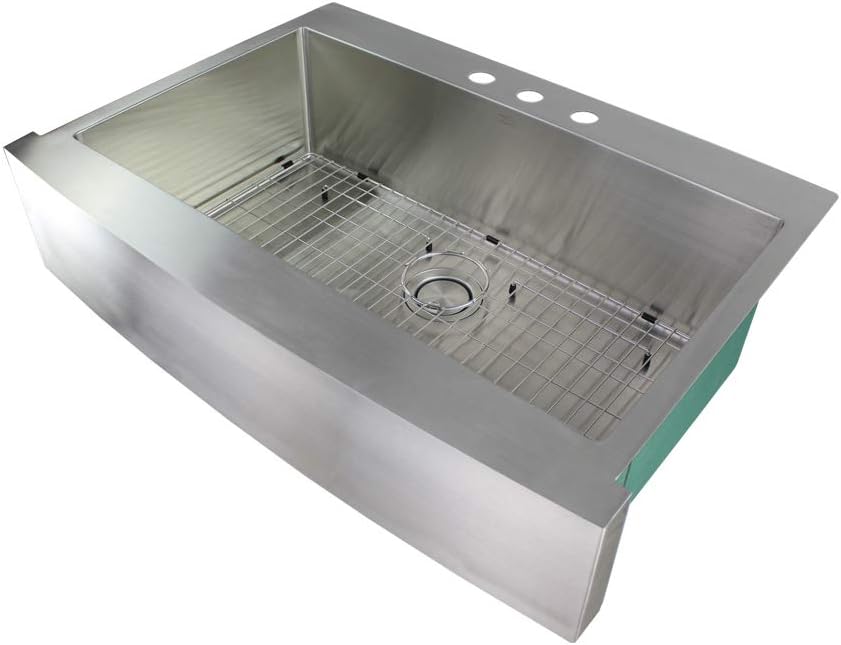 Transolid DTSSF362510-3 Diamond 3-Hole Dual Mount Single Bowl 16-Gauge Stainless Steel Kitchen Sink, 36-in x 25-in x 10-in, Brushed Finish
