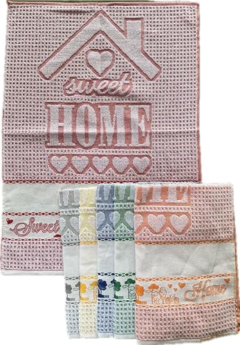 misura cm 50x70 OM DOLCE CASA M&O Strofinacci Canovacci con Tela Aida per Ricamo Misura CM 50X70 100% Cotone Pacco da 6 Pezzi Modello Home Prodotto in Italia