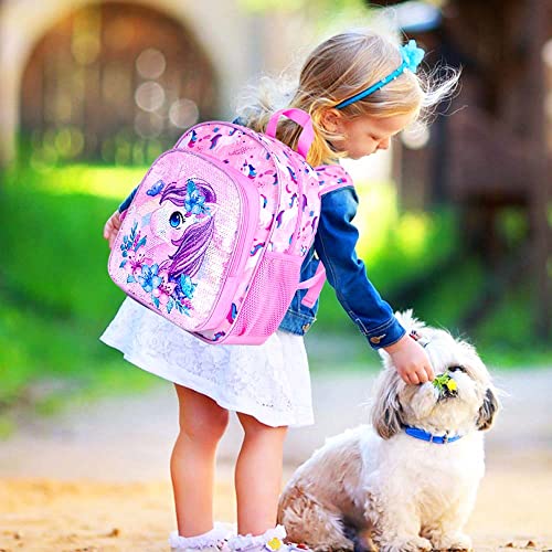 Toddler Backpack for Girls, Cute Unicorn Bookbag for Little Kids, 12” Sequin Kindergarten Preschool Schoolbag2