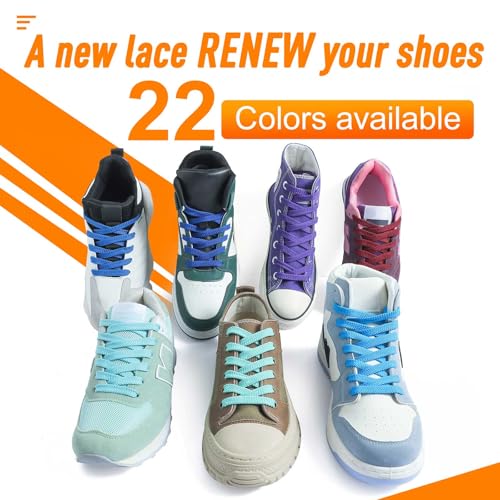 Image of VSUDO Shoe Laces for Sneakers, Shoelaces for Sneakers, Athletic Shoelaces | 8mm Flat Men Women Replacement Shoe Strings, Durable Polyester, Stay Tied, Running Walking Gym Sports Shoestrings