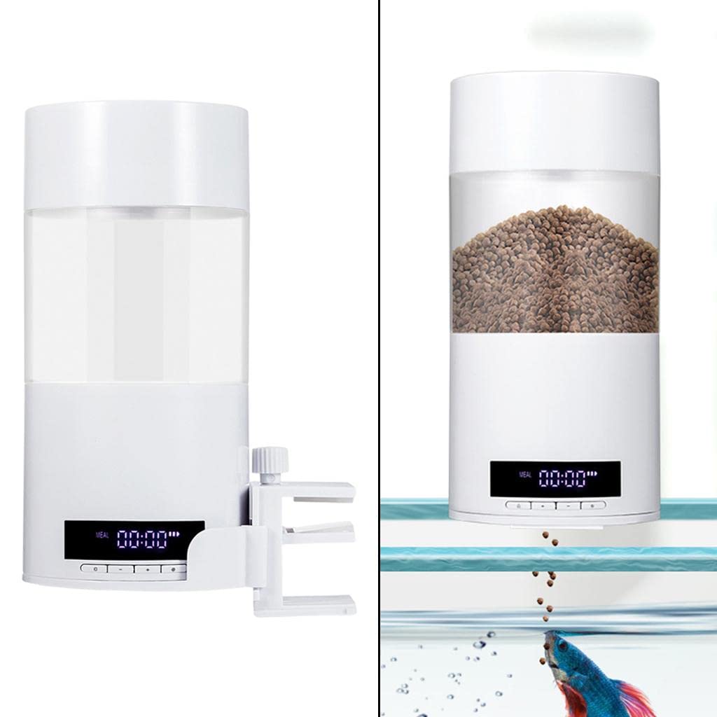 Sharplace Comederos para Peces con Cable de Carga USB, 500 Ml, Pantalla, para Peceras Y Acuarios.
