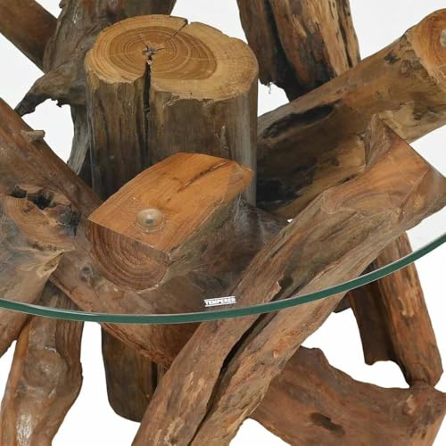 Table d'Appoint Bout de Canapé Salon Bois Flotté Teck 60cm - 5