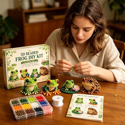 Kit para crear abalorios de rana DIY con 4 piezas de decoración 3