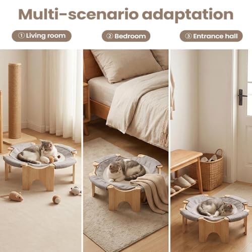Cama para Gatos de Madera con Soporte Transpirable Antihumedad 5