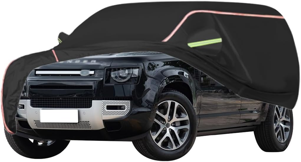 WOLWES Car Cover Are Suitable For Land Rover Defender 90/110/130 All-weather Windproof, Snowproof, Rainproof, UV-protected And Breathable All-season Universal With Side Door Zip Oxford Cloth Car Cover