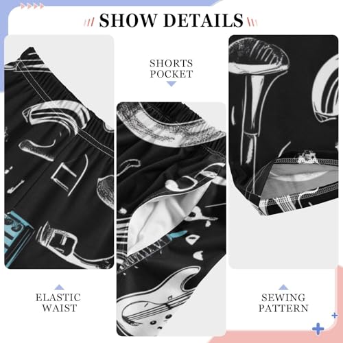 ZZXXB Guitar Musical Note Boys Long Pants Soft Trousers Elastic Waist Kids Lounge Bottoms with Pockets S-XL4