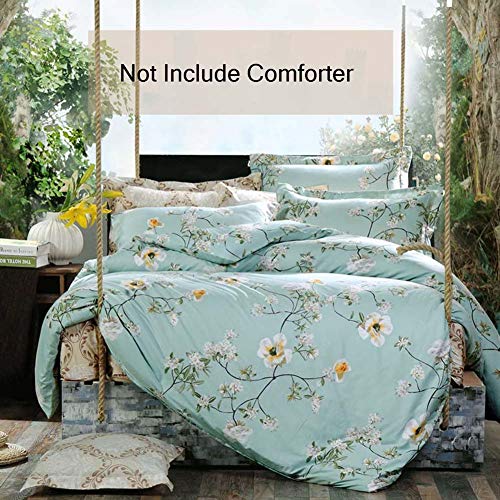Nanko Bedding Duvet Cover Set Queen, 3 Pieces – 800-Thread Floral Microfiber Down Comforter Quilt Cover Zipper & Tie For Women & Men’s Bedroom, Luxury Guestroom Decor -Teal #TOP5