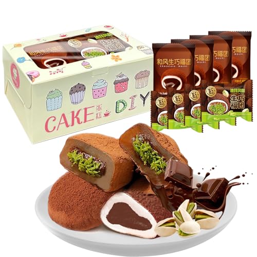 KWOLYKIM Mochi Rice Cake, Chocolate & Pistachio Paste Flavor Asian